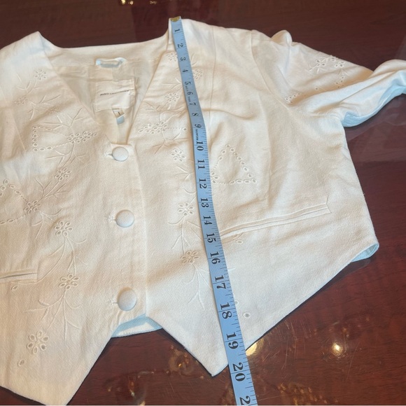 Avec Les Filles Women's Cotton Eyelet Vest-Style Top White Embroidered Sz L - Picture 8 of 13